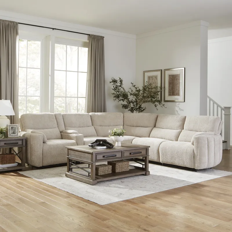 Modesto Buttercream 6 Piece Modular Power Reclining Sectional with Power Adjustable Headrests