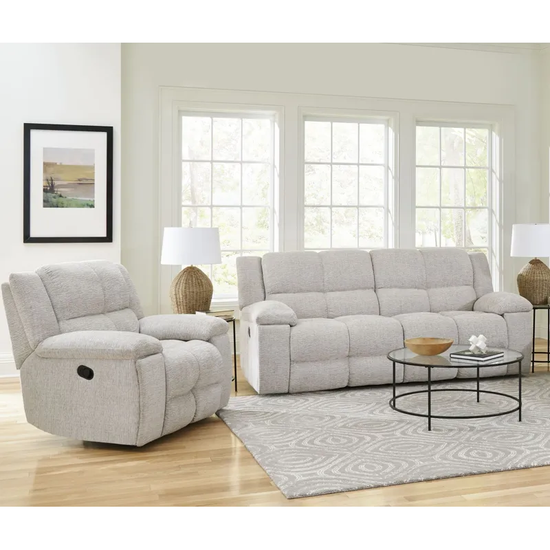 Buster Opal Taupe Manual Reclining Sofa and Recliner