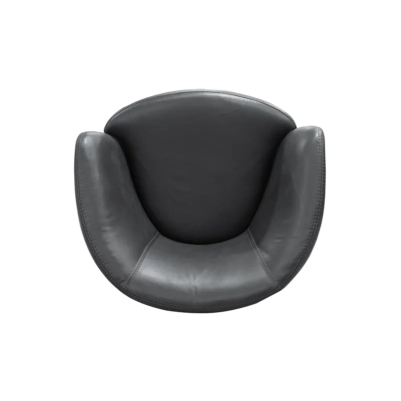 Barolo Vintage Slate 100% Italian Leather Swivel Club Chair Two Pack