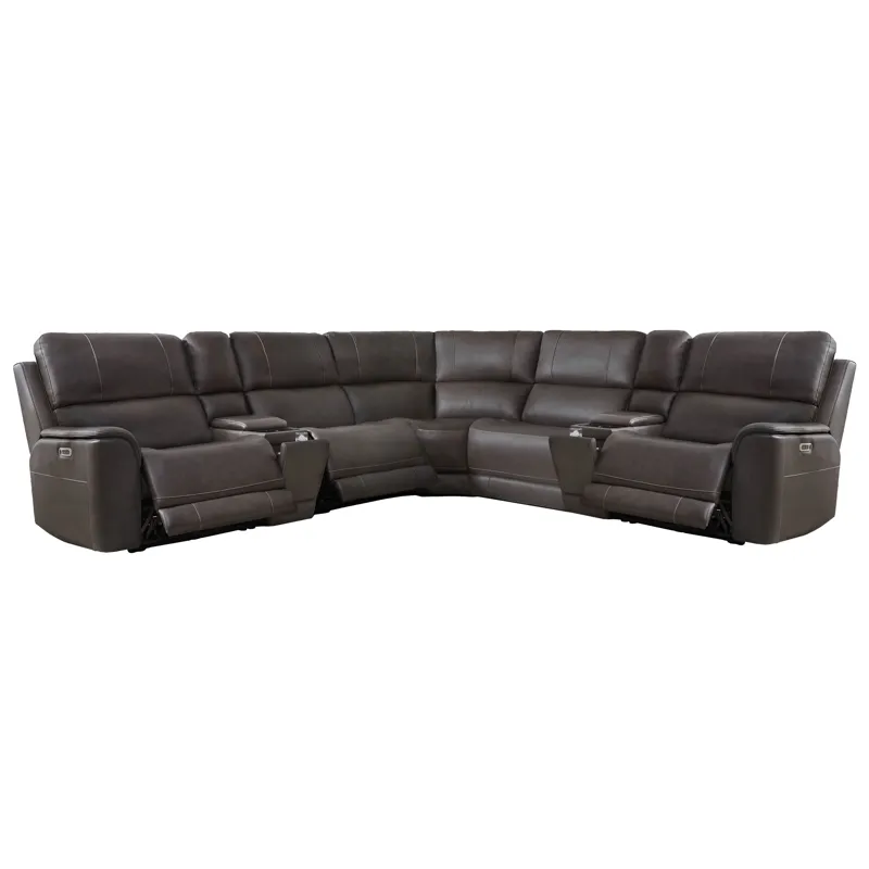 Easton Steamboat Brown 7 Piece Zero Gravity Power Reclining Sectional with Power Adjustable Headrest