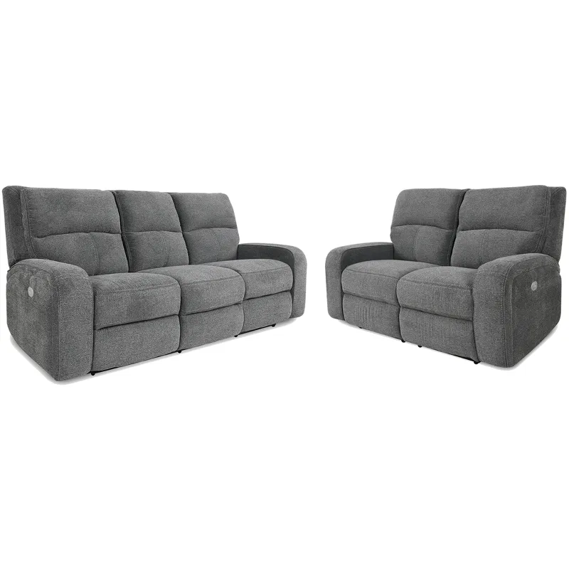 Polaris Bizmark Grey Power Reclining Sofa and Loveseat