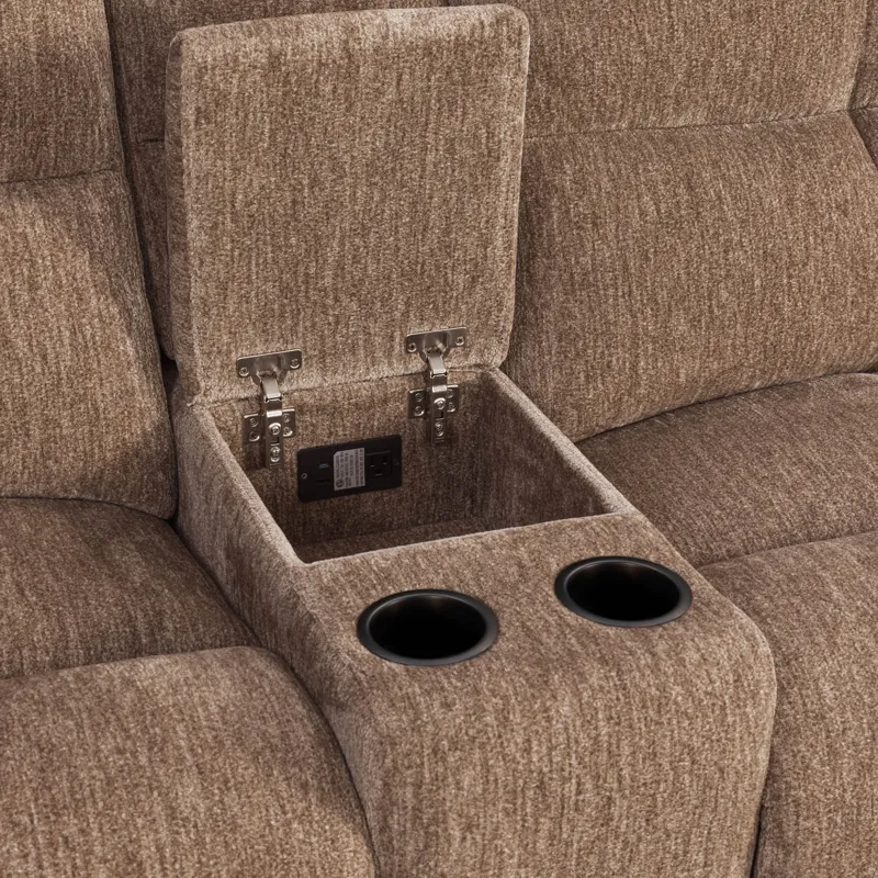 Bronco Plush Tobacco 7 Piece Modular Zero Gravity Power Reclining Sectional with Power Adjustable Headrests