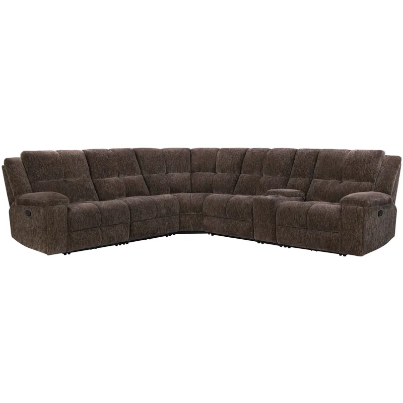 Bronco Plush Umber 6 Piece Modular Manual Reclining Sectional