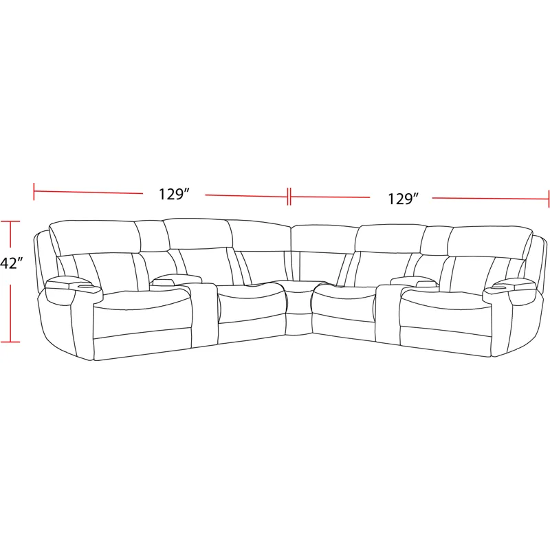 Dalton Lucky Charcoal 7 Piece Modular Power Reclining Sectional with Power Adjustable Headrests