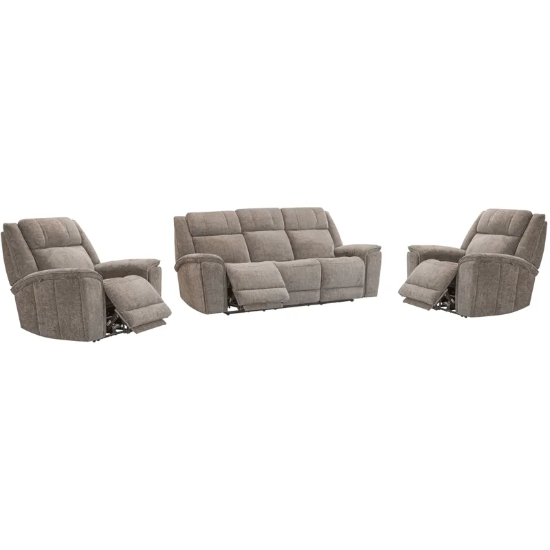 Colton Branson Tweed Power Zero Gravity Sofa and 2 Recliners with Immersive Audio