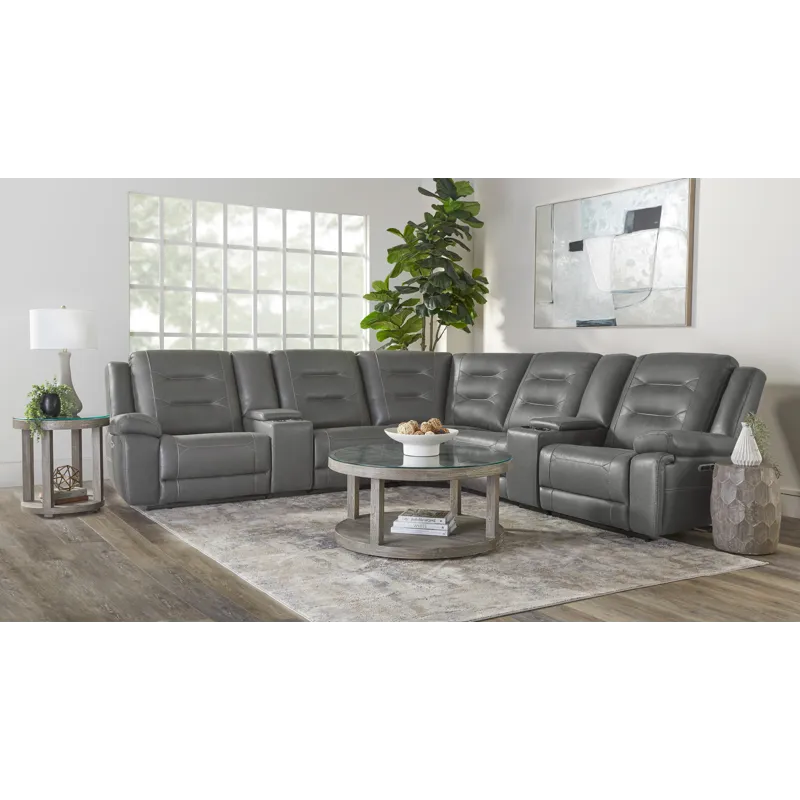 Caldwell Tahoe Fog 7 Piece Modular Power Reclining Sectional with Power Adjustable Headrests with 2 