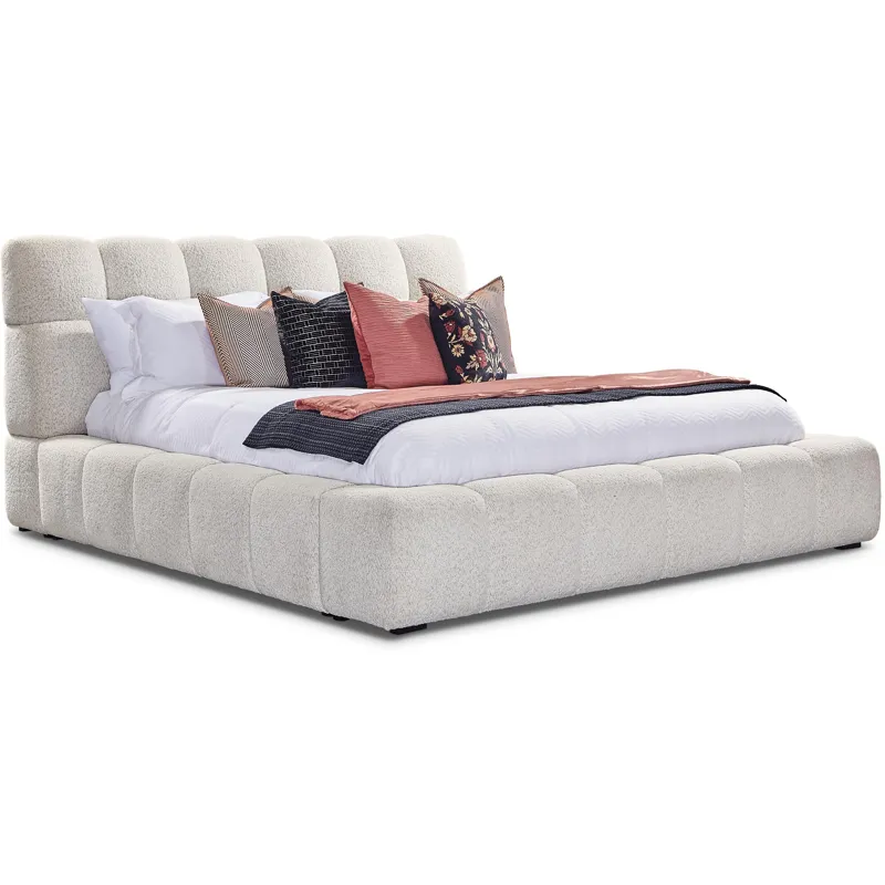 Escape Bedroom King Upholstered Bed with Dresser and Mirror