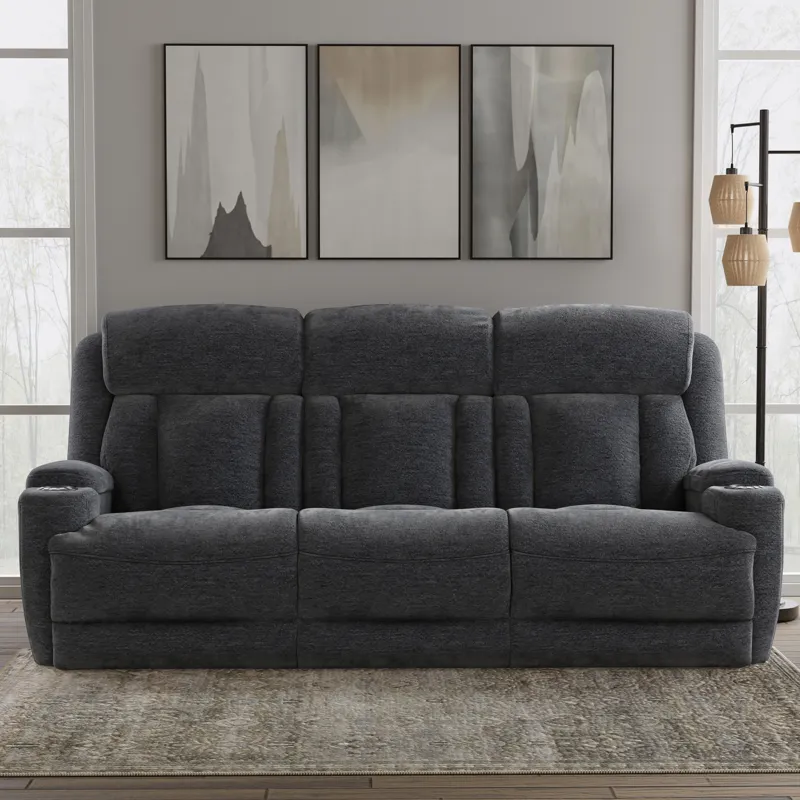 Dalton Lucky Charcoal Power Reclining Sofa Loveseat and Recliner