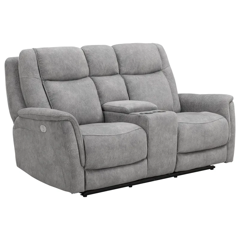 Linus Hudson Grey Power Reclining Sofa and Loveseat