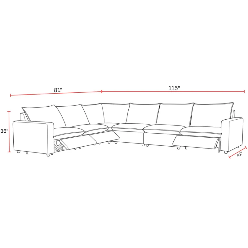 Jocelyn Birchbrook Harbor 6 Piece Modular Power Reclining Sectional