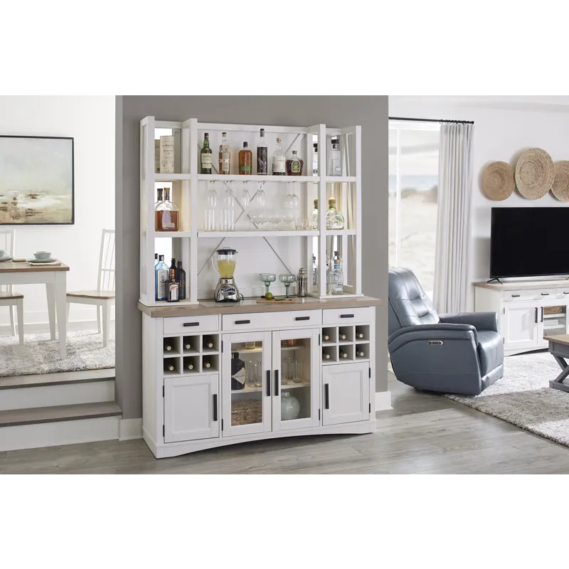 Americana Modern Dining 66 inch Buffet and Hutch with Quartz Insert