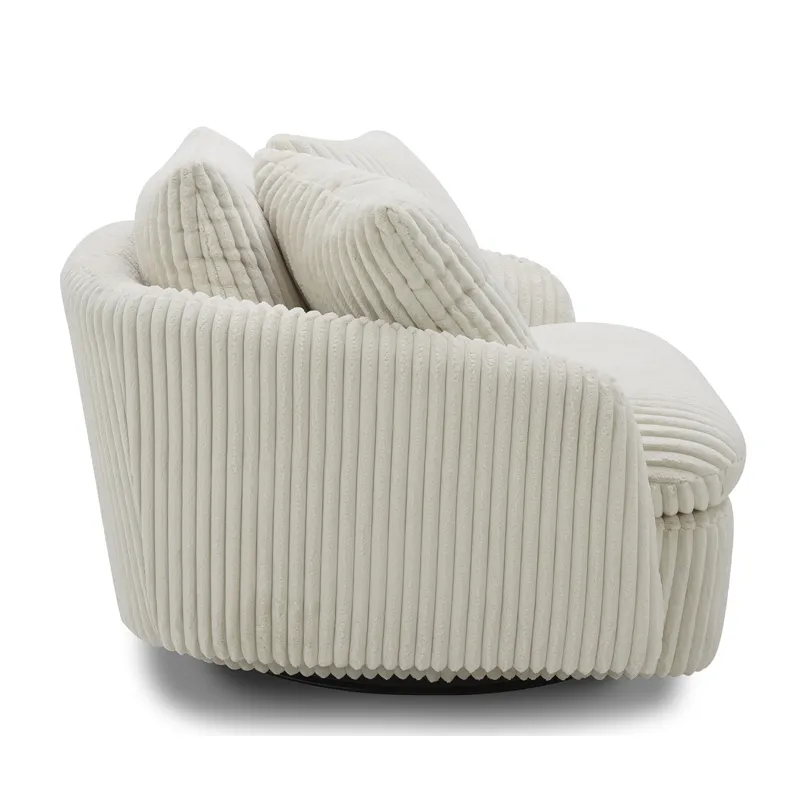 Boomer Mega Ivory Large Swivel Chair with 2 Toss Pillows Two Pack