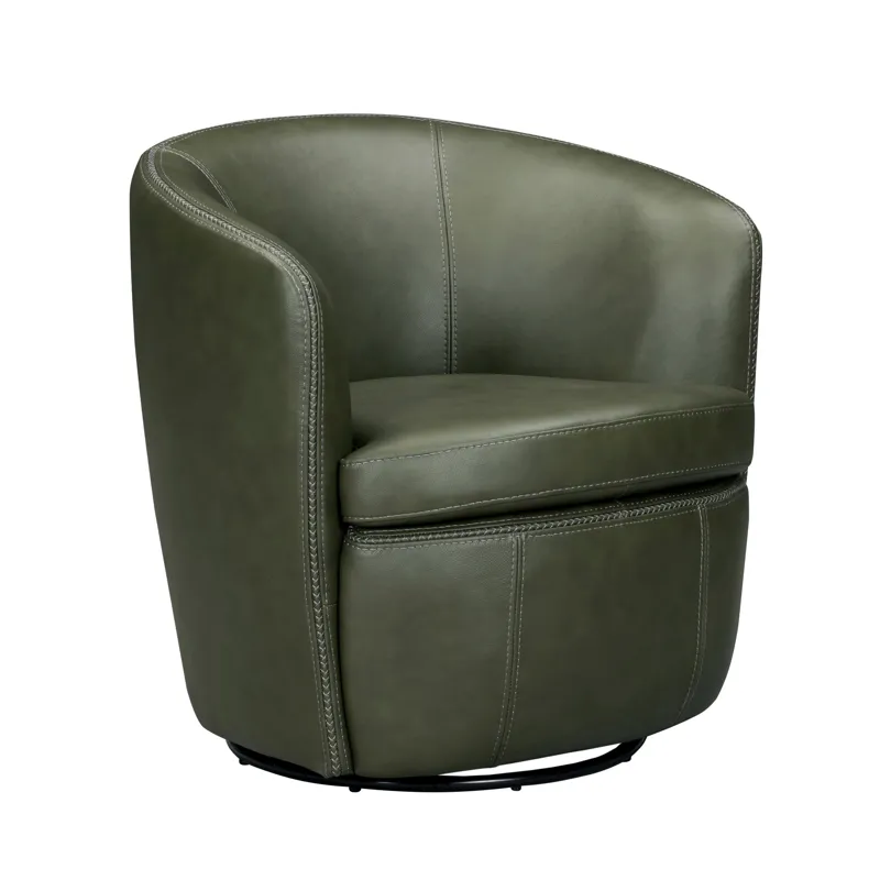 Barolo Lyric Sage 100% Italian Leather Swivel Club Chair Two Pack