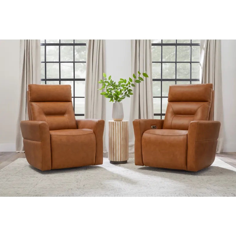 Remmington Vintage Caramel Power Swivel Glider Recliner P2 Two Pack