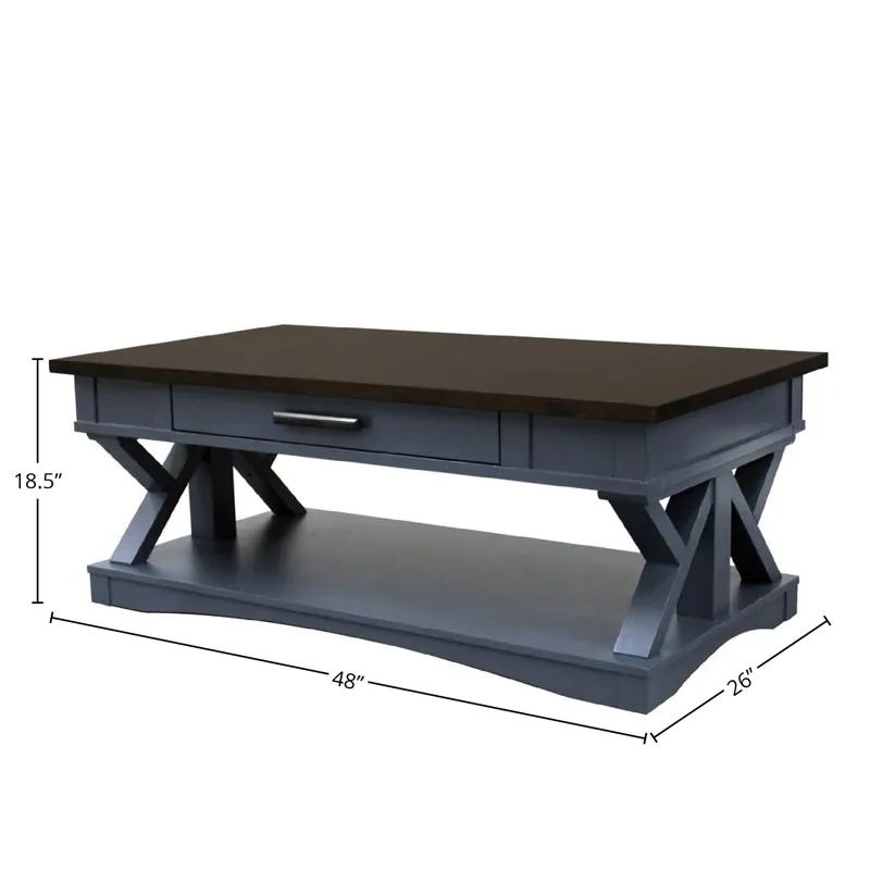 Americana Modern Denim Cocktail Table with 2 End Tables