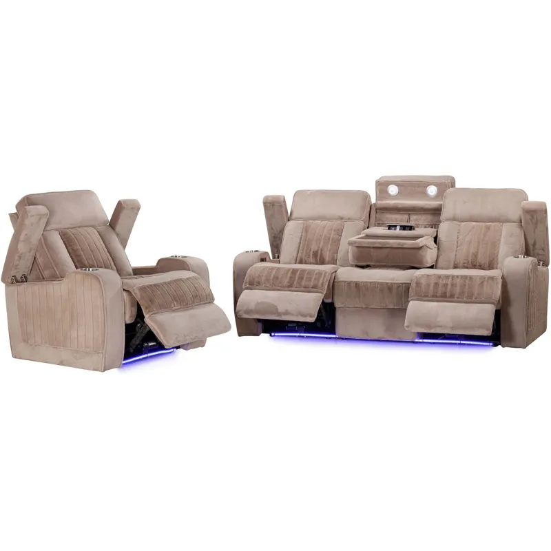 Equinox Mushroom Power Reclining Sofa and Recliner
