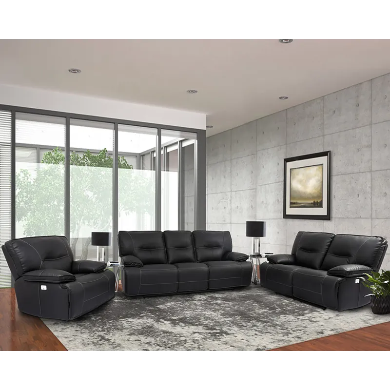 Spartacus Black Power Reclining Sofa Loveseat and Recliner