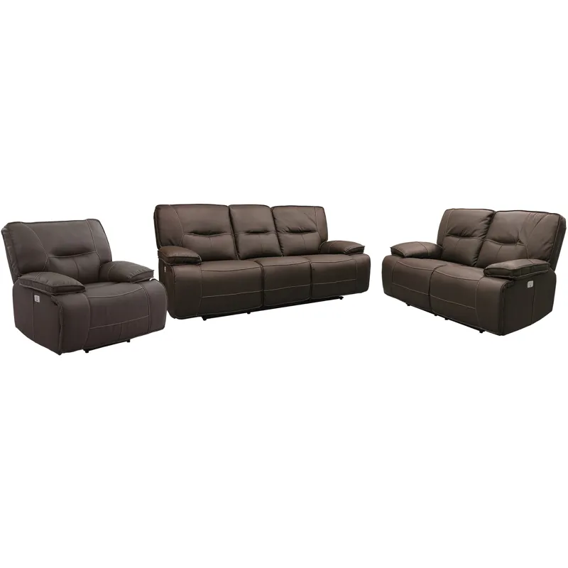 Spartacus Chocolate Power Reclining Sofa Loveseat and Recliner