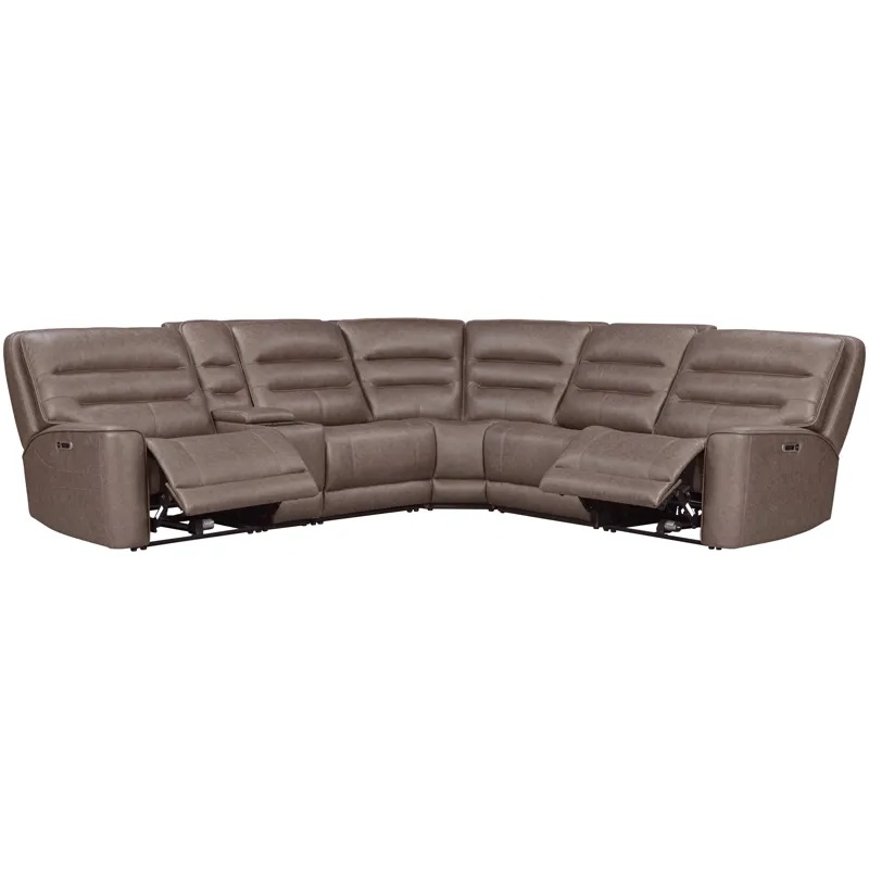 Lawson Sydney Brunette 6 Piece Modular Zero Gravity Power Reclining Sectional with Adjustable Headrests