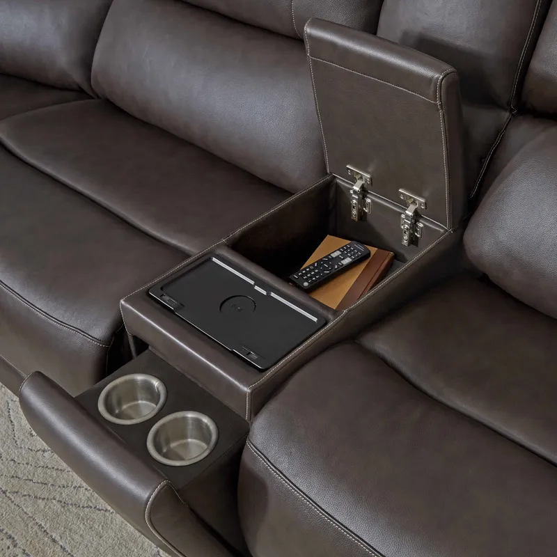 Easton Steamboat Brown Entertainment Tilt Console with Wireless Charger