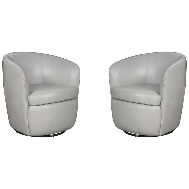 Barolo Steamboat Ice 100% Italian Leather Swivel Club Chair Two Pack