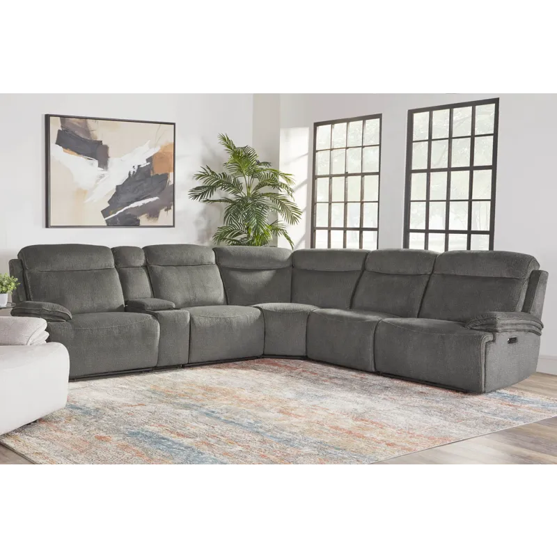 Alpine Airy Midnight 6 Piece Zero Gravity Power Reclining Sectional with Power Adjustable Headrests