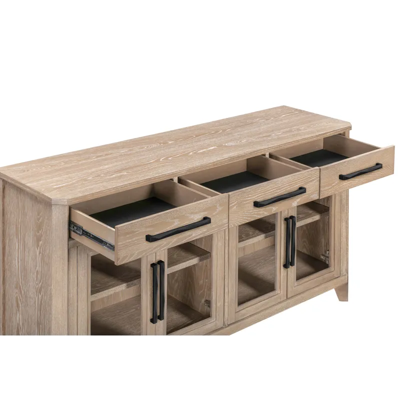 Breckenridge Dining 72 Inch Rectangular Counter Table with 4 Upholstered Stools and Buffet Server