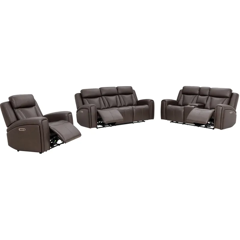 Maveric Bette Coffee Zero Gravity Power Reclining Sofa Loveseat and Recliner