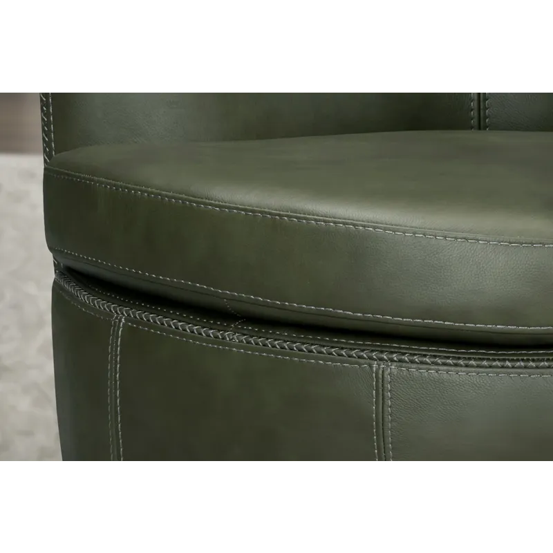 Barolo Lyric Sage 100% Italian Leather Swivel Club Chair Two Pack
