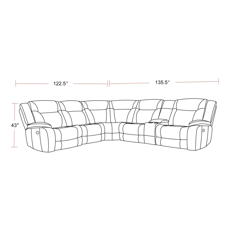 Blake Desert Taupe 6 Piece Modular Reclining Sectional and Entertainment Console