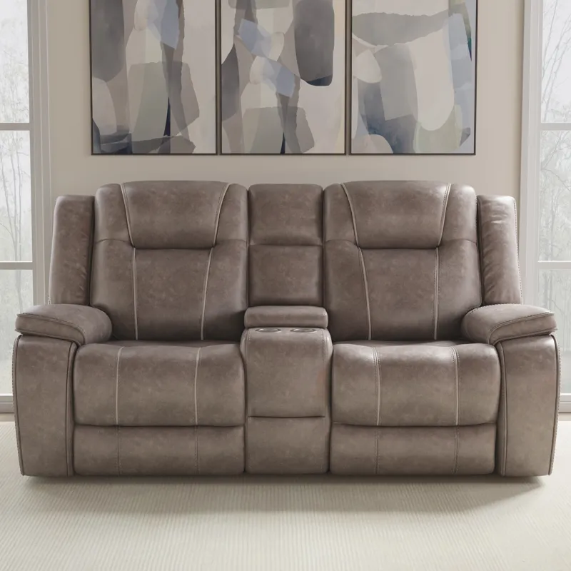 Blake Desert Taupe Manual Reclining Sofa and Loveseat