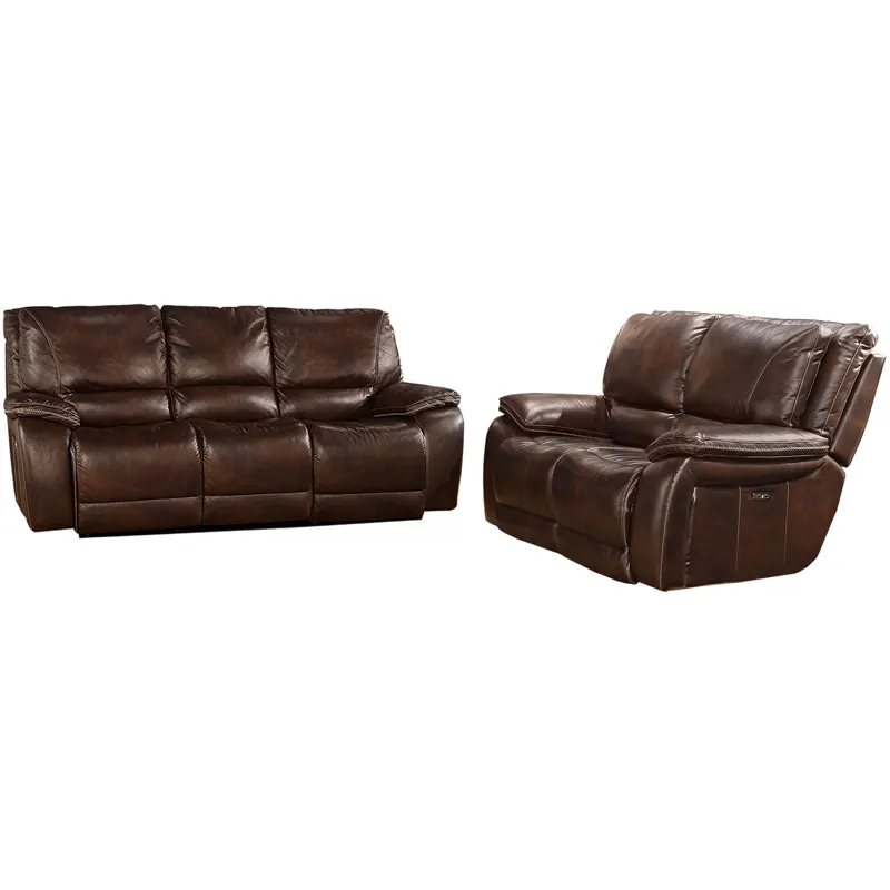 Vail Burnt Sienna Power Reclining Sofa and Loveseat