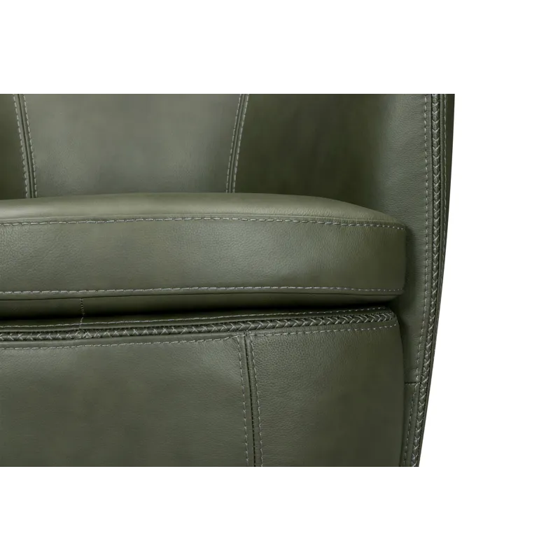Barolo Lyric Sage 100% Italian Leather Swivel Club Chair Two Pack
