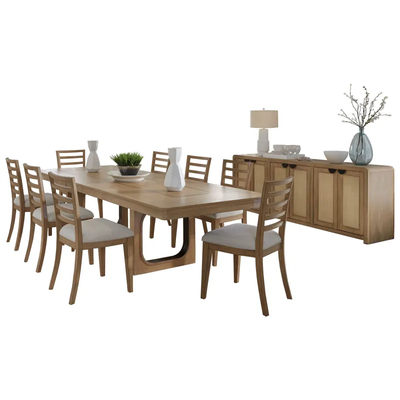 Escape Dining 84 Inch Rectangular Extendable Table with Console and 8 Ladderback Chairs