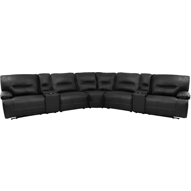 Spartacus Black 7 Piece Modular Power Reclining Sectional with Power Adjustable Headrests