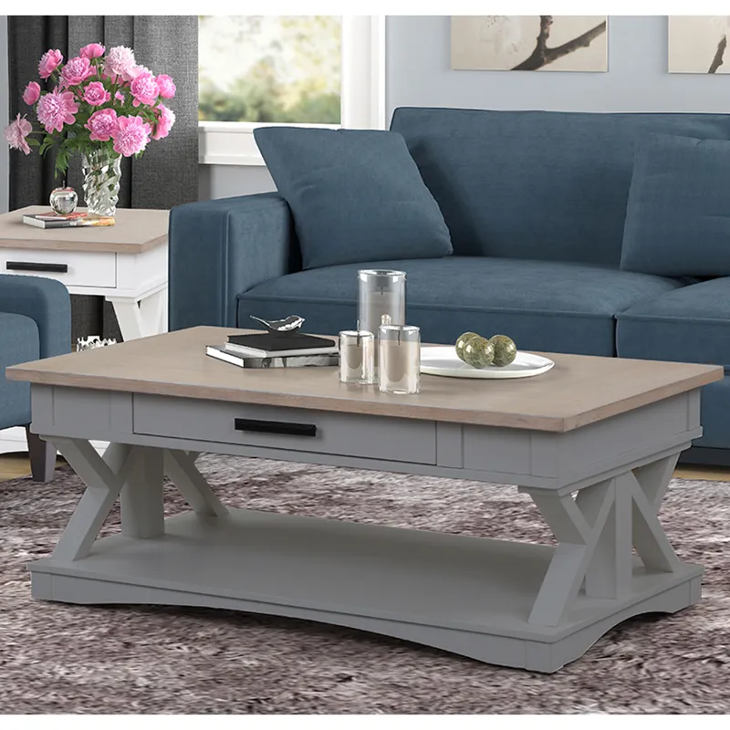 Americana Modern Dove Cocktail Table with 2 End Tables