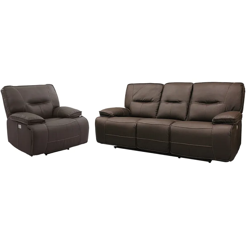 Spartacus Chocolate Power Reclining Sofa and Recliner