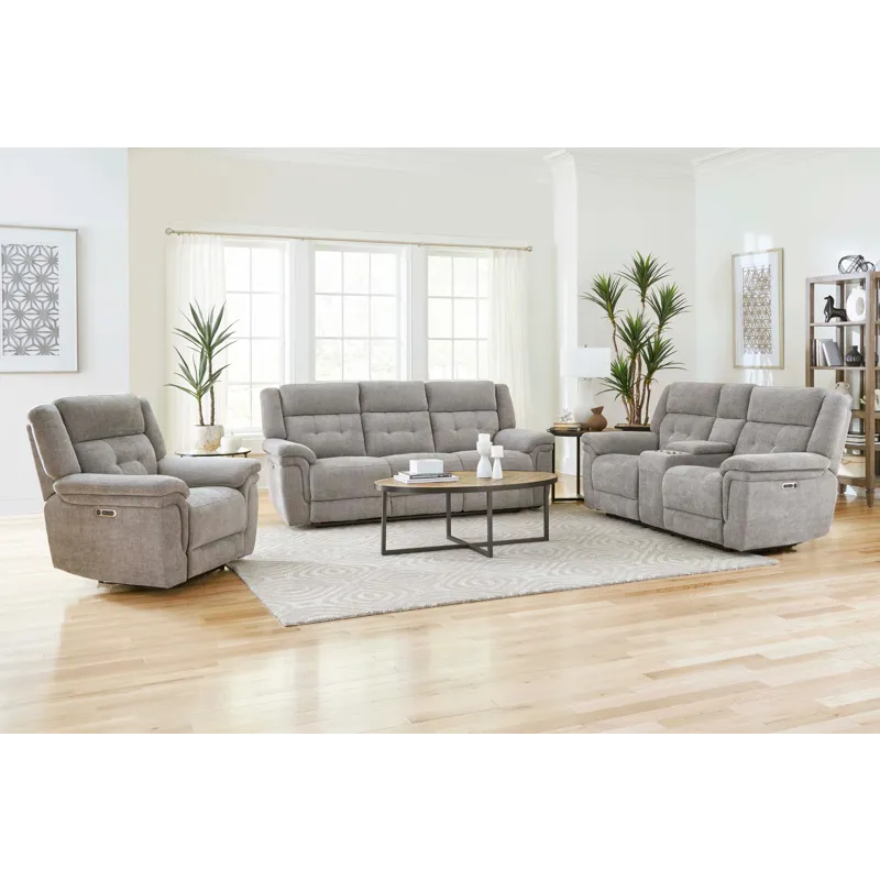 Richland Bristol Grey Power Reclining Sofa Loveseat and Recliner