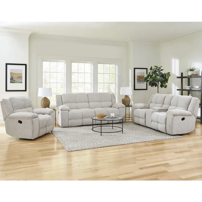 Buster Opal Taupe Manual Reclining Sofa Loveseat and Recliner