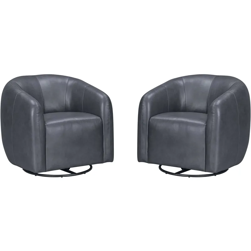 Como Renaissance Blue Swivel Glider Accent Chair Two Pack