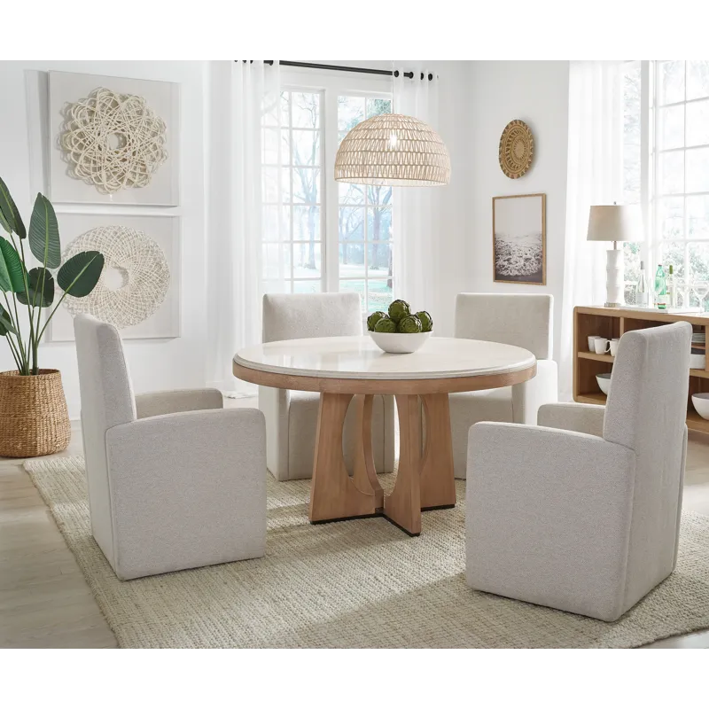 Escape Dining 54 Inch Round Table with 4 Caster Chairs