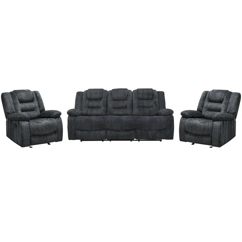 Bolton Misty Storm Manual Reclining Sofa and Two Recliners