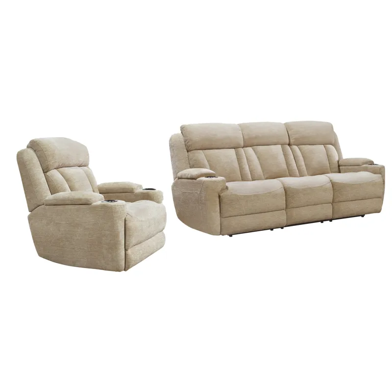 Dalton Lucky Fawn Power Reclining Sofa and Recliner