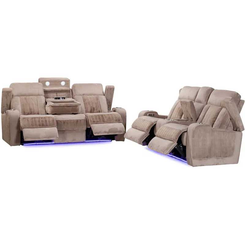 Equinox Mushroom Power Reclining Sofa and Loveseat