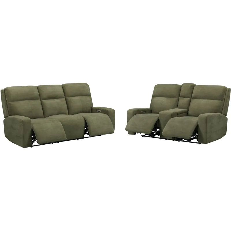 Traxton Jasper Moss Power Zero Gravity Sofa and Loveseat