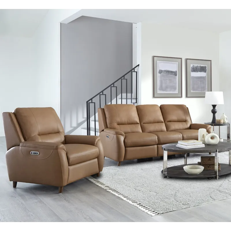 Austin Caramel Cream Power Reclining Sofa and Recliner