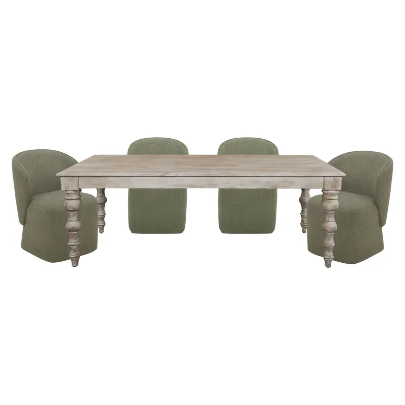 Crossings Eden Dining 84 Inch Rectangular Dining Table With 4 Upholstered Chairs