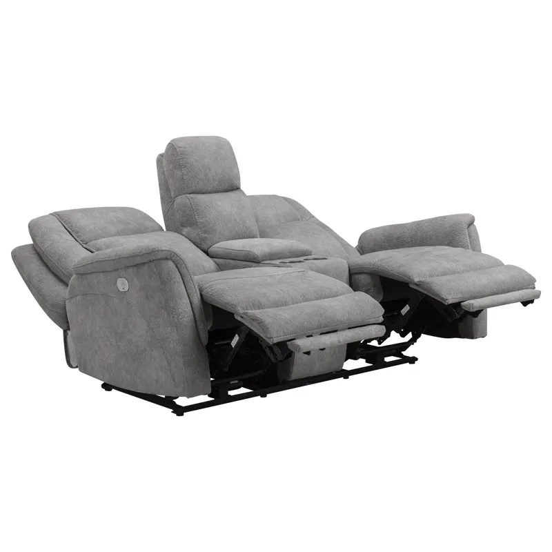 Linus Hudson Grey Power Reclining Sofa and Loveseat