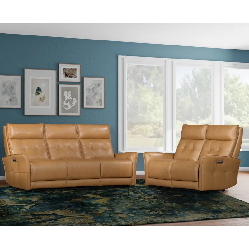 Gershwin Lucca Butterscotch Power Reclining Sofa and Loveseat