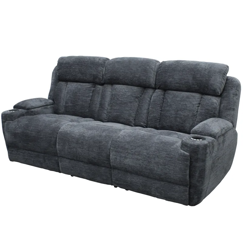 Dalton Lucky Charcoal Power Reclining Sofa Loveseat and Recliner